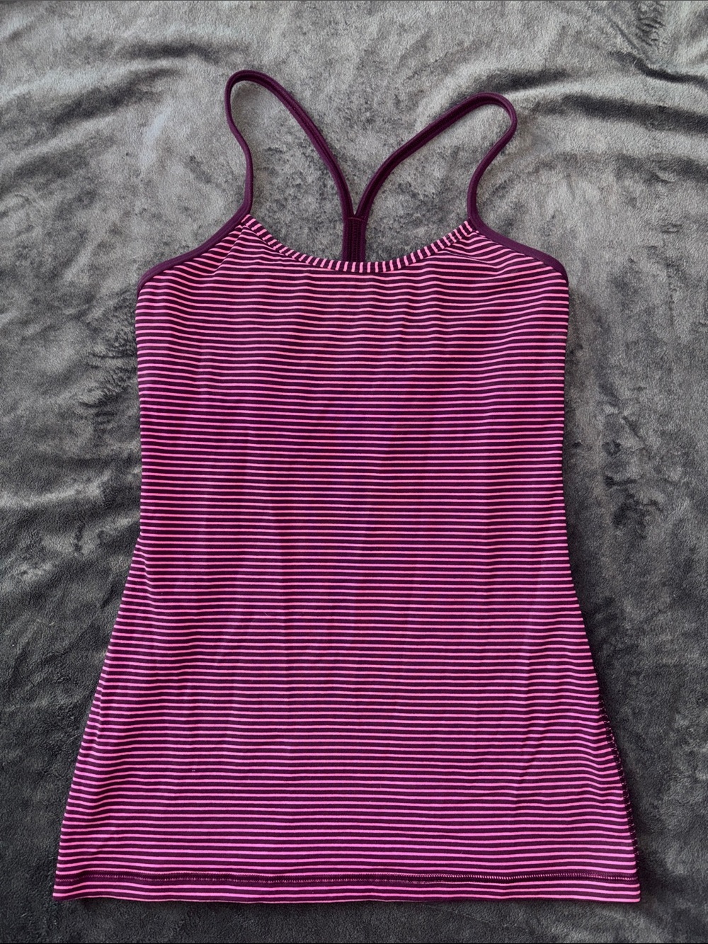 lululemon athletica Pink & Purple Striped Racerback Tank EUC